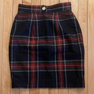 Moschino Red and Blue Plaid Pencil Skirt Size 2